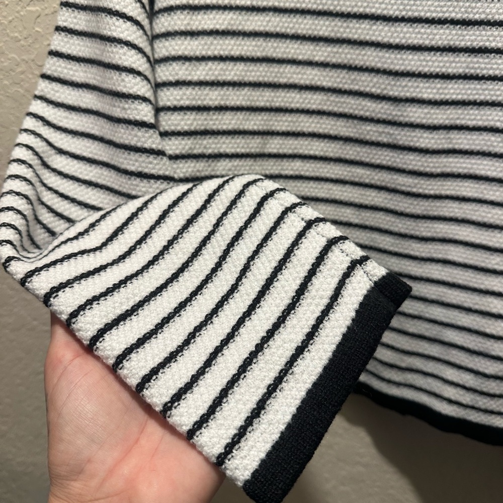 Etosell Black and White Striped Cardigan With Gold Buttons Size Medium - Picture 8 of 8